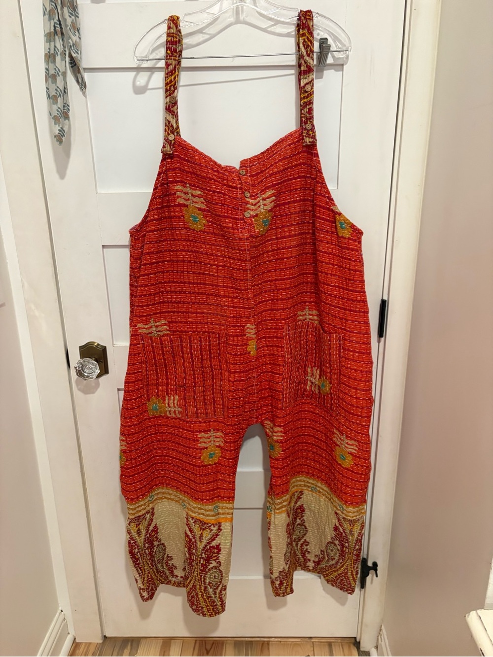 Kantha Patchwork Cream & Lavender Harem Jumpsuit Reversible NWT - Picture 4 of 16